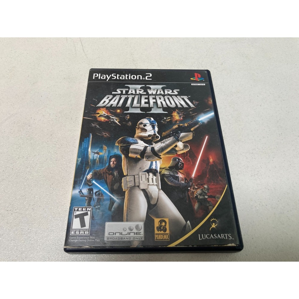 Star Wars Battlefront II Sony PlayStation 2 PS2 Disc and Case Tested Works Jedi